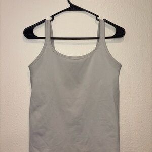 Athleta Ribbed Tank Top – Light Gray, Size Small | Workout / Layering Top